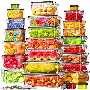 Набір контейнерів для зберігання продуктів з кришками 50 шт. (25+25) пластик герметичні з етикетками та маркером - Фото 1