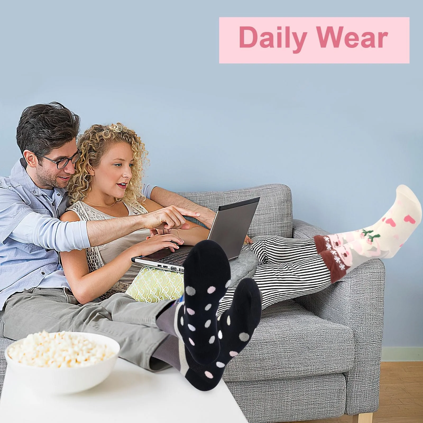 Свадебные носки Белый и черный, один размер, фото №4