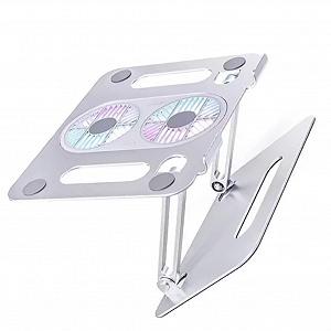 Подставка для ноутбука TsoLay Настольная складная с вентилятором охлаждения Алюминиевый держатель synthetic.ua - Фото 1