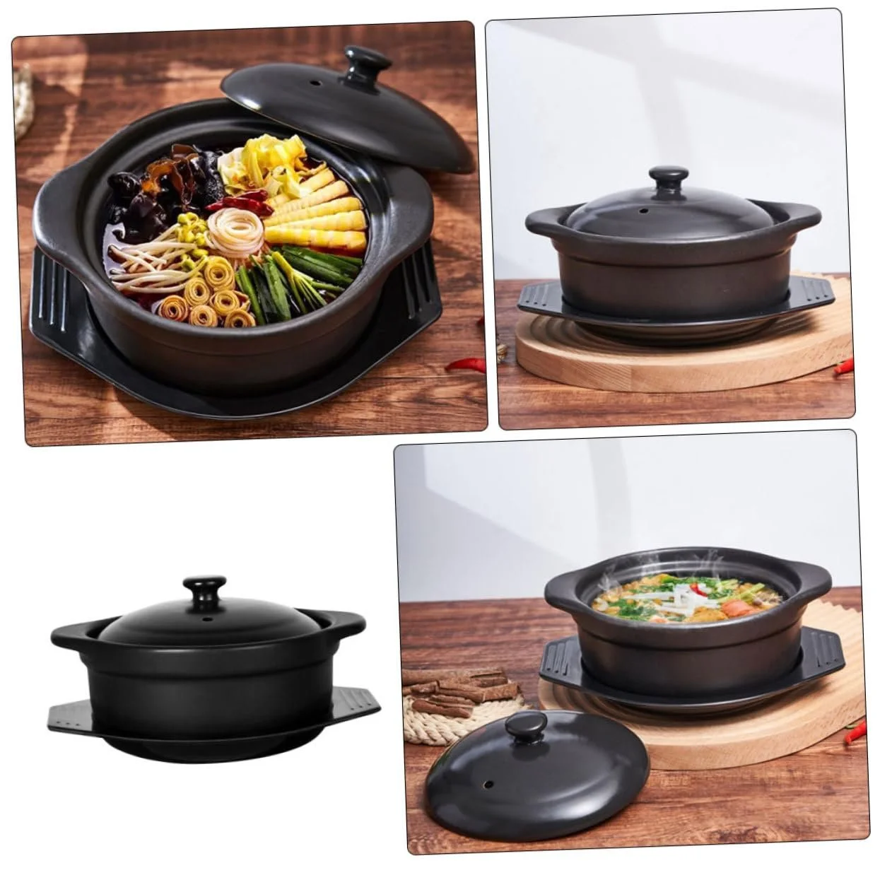 Кастрюля-кесероль VALICLUD керамическая с крышкой термостойкая для супов и тушения, фото №5