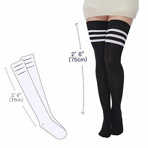 Женские Очень Длинные Хлопковые Полосатые Носки выше Колена synthetic.ua - Фото 1