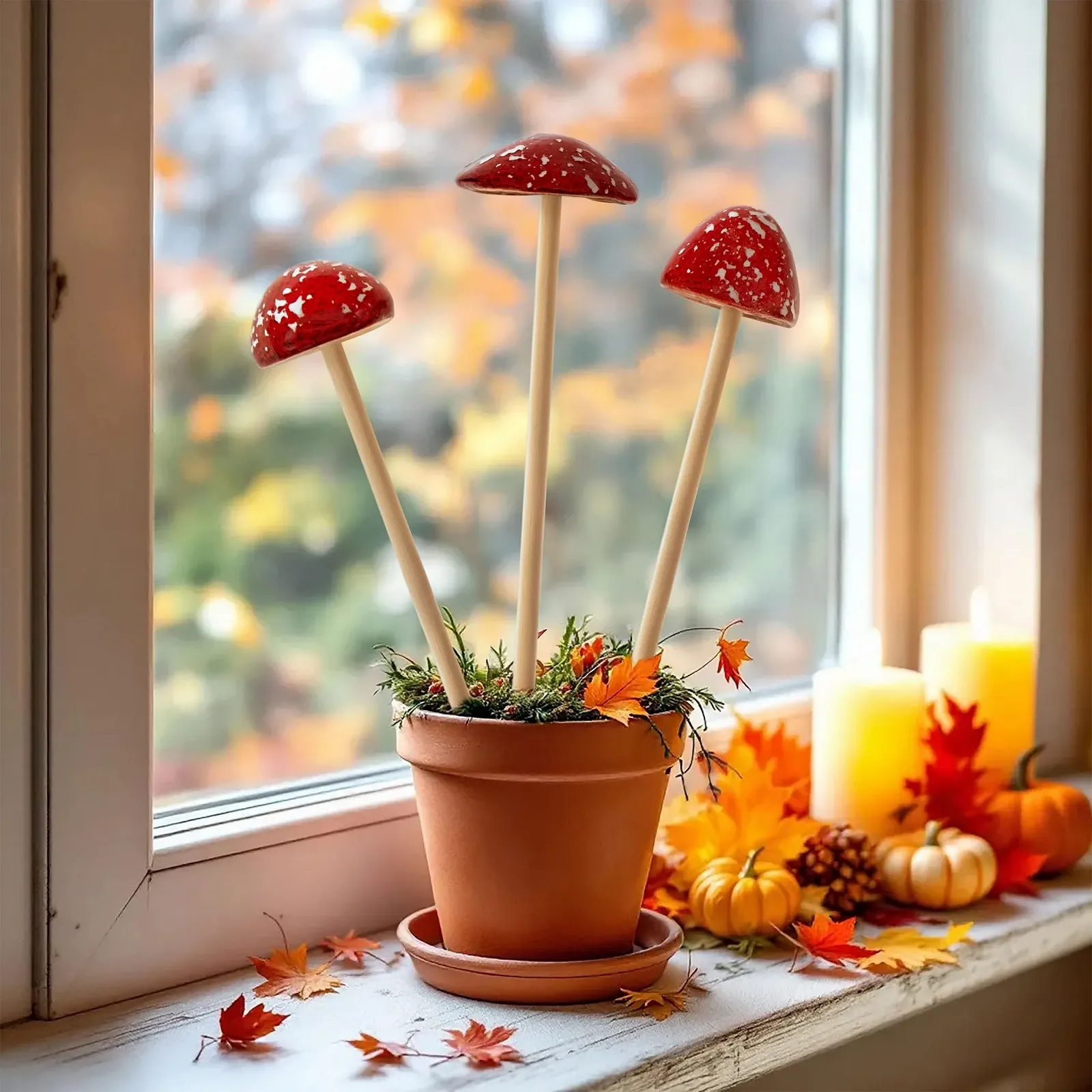 Садовый колышек Декоративный гриб из керамики 24 x 6 см Набор из 3 штук, фото №4 Садовый колышек Декоративный гриб из керамики 24 x 6 см Набор из 3 штук, фото №4