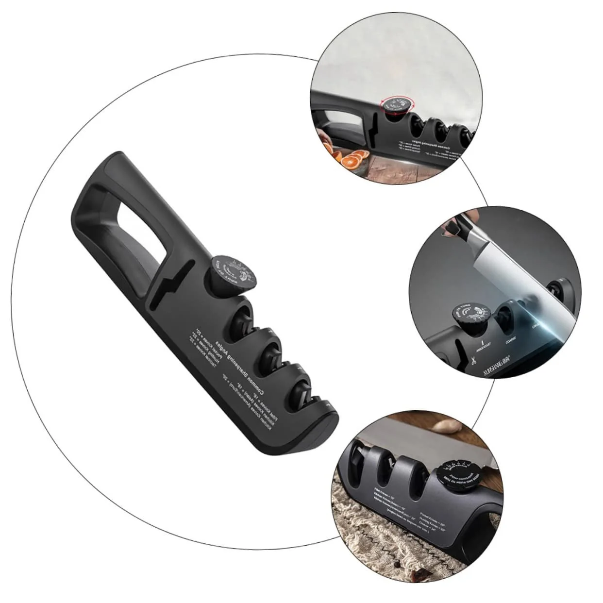 Ручне точило для ножів регульоване з нержавіючої сталі Чорний, фото №8