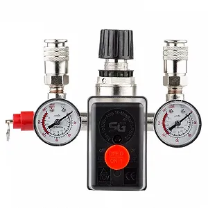 Прессостат 220В в сборе редуктор 2 манометра предохранительный клапан два выхода INTERTOOL PT-9094 - Фото 1