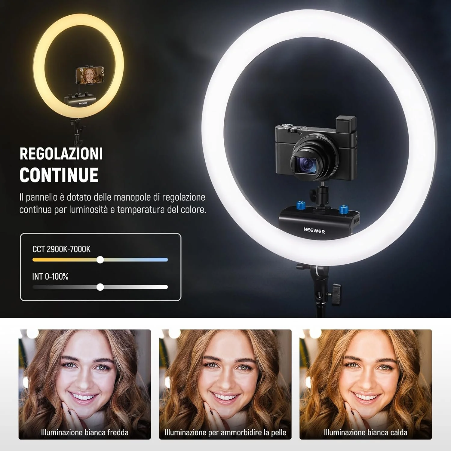 Кольцевая лампа NEEWER RP18B Pro Black Черная, фото №3 Кольцевая лампа NEEWER RP18B Pro Black Черная, фото №3