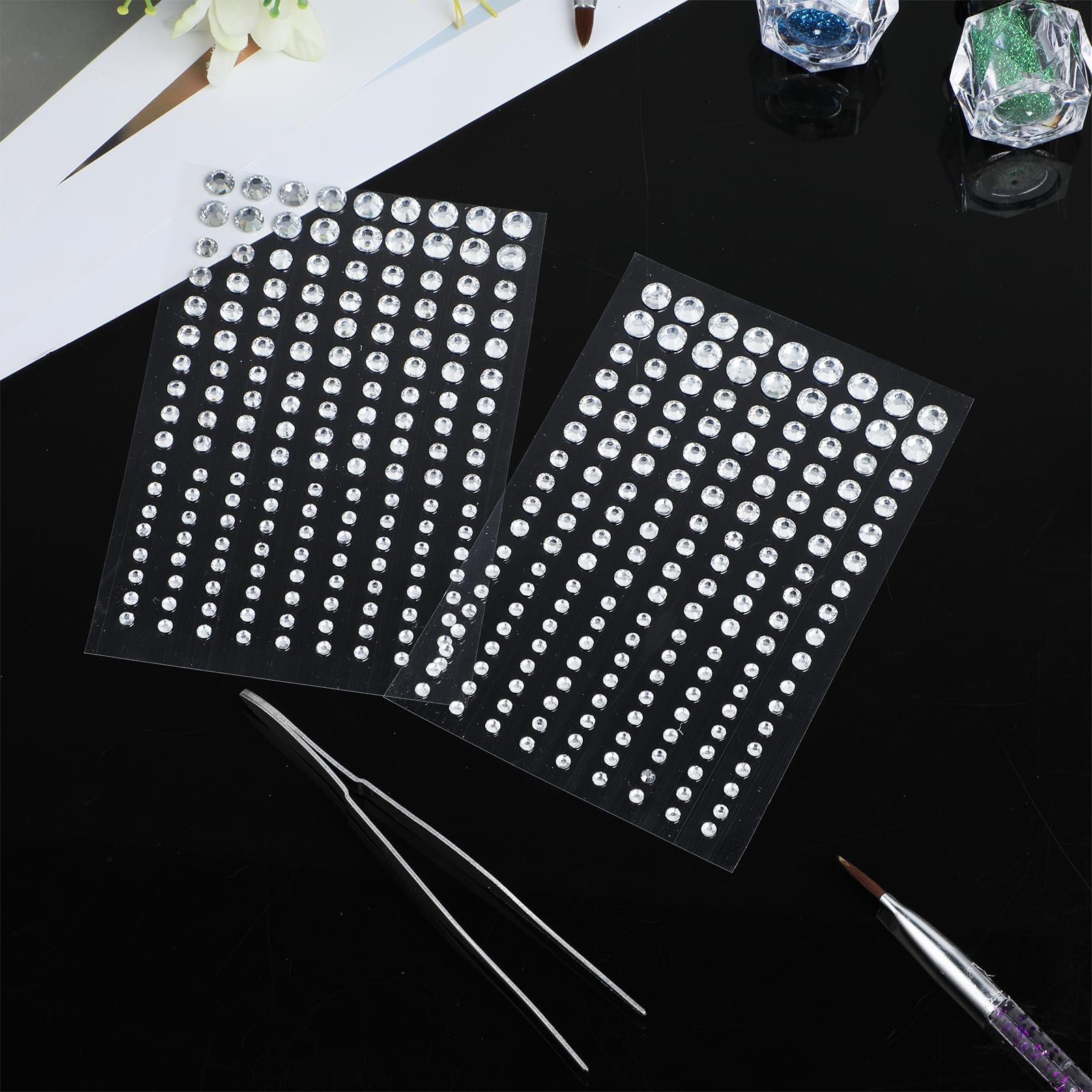 Наклейки TIESOME 2 листи, 324 шт міні стрази кристали для нігтів, фото №2