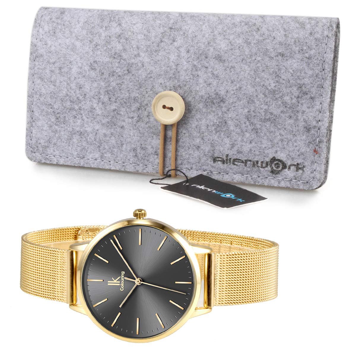Жіночий годинник Alienwork IK Minimalist 36 мм з сітчастим ремінцем, фото №4