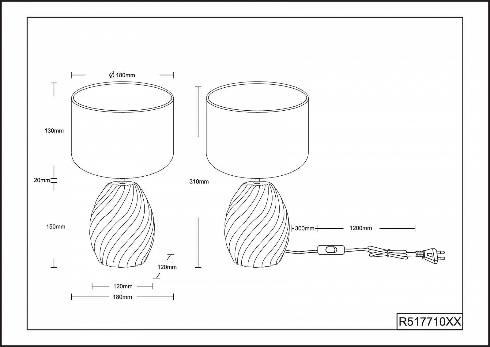 Настільна лампа Melina керамічна з тканинним абажуром E14 макс. 40 Вт Matte White, фото №5
