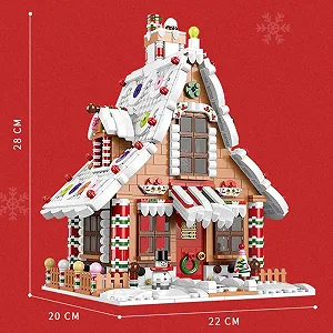 Строительные блоки Пряничный домик AKOGD на Рождество, 1455 деталей Рождественский домик с фигуркой, DIY Рождественская игрушка, Зажимные строительные блоки, Конструктор synthetic.ua - Фото 1