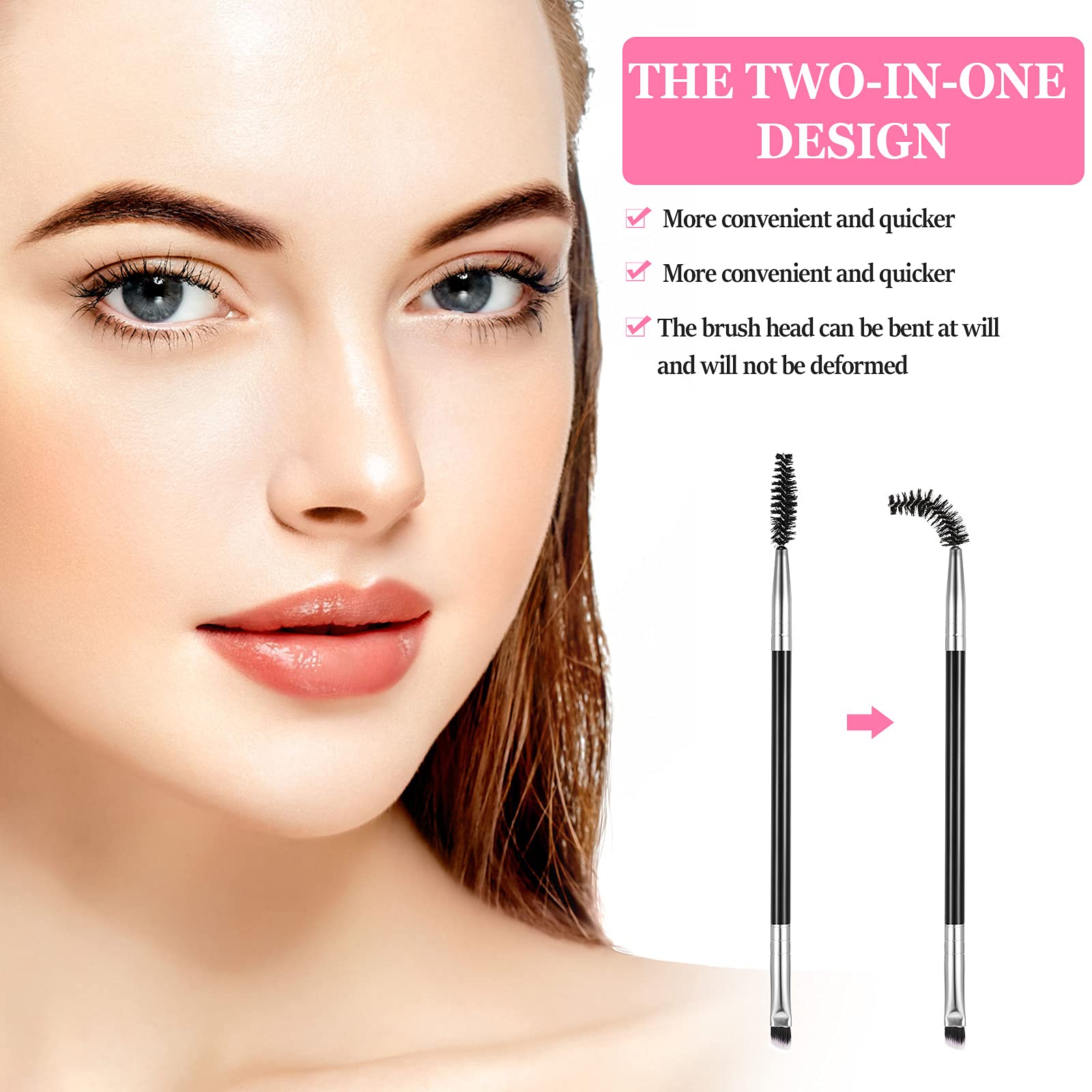 Набір пензлів для брів Flat Angled Eyebrow Tint Eyeshadow 2 шт., фото №4