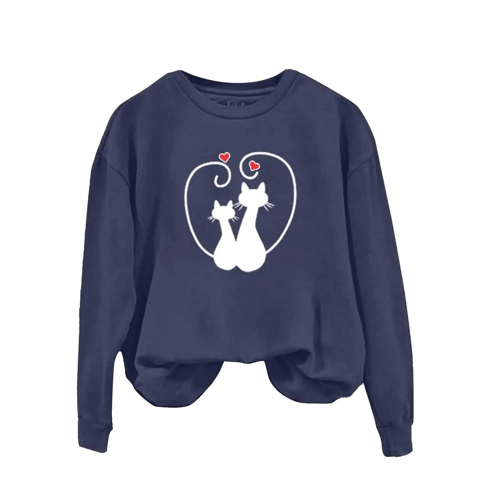 Женский свитшот на День Святого Валентина Кот Пара Любовь Романтика, фото №2