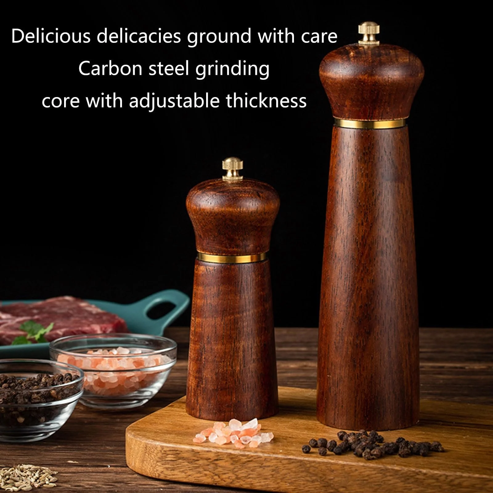 Ручний млин Дерев'яна для солі, чорного перцю та спецій, для ентузіастів кулінарії, фото №2