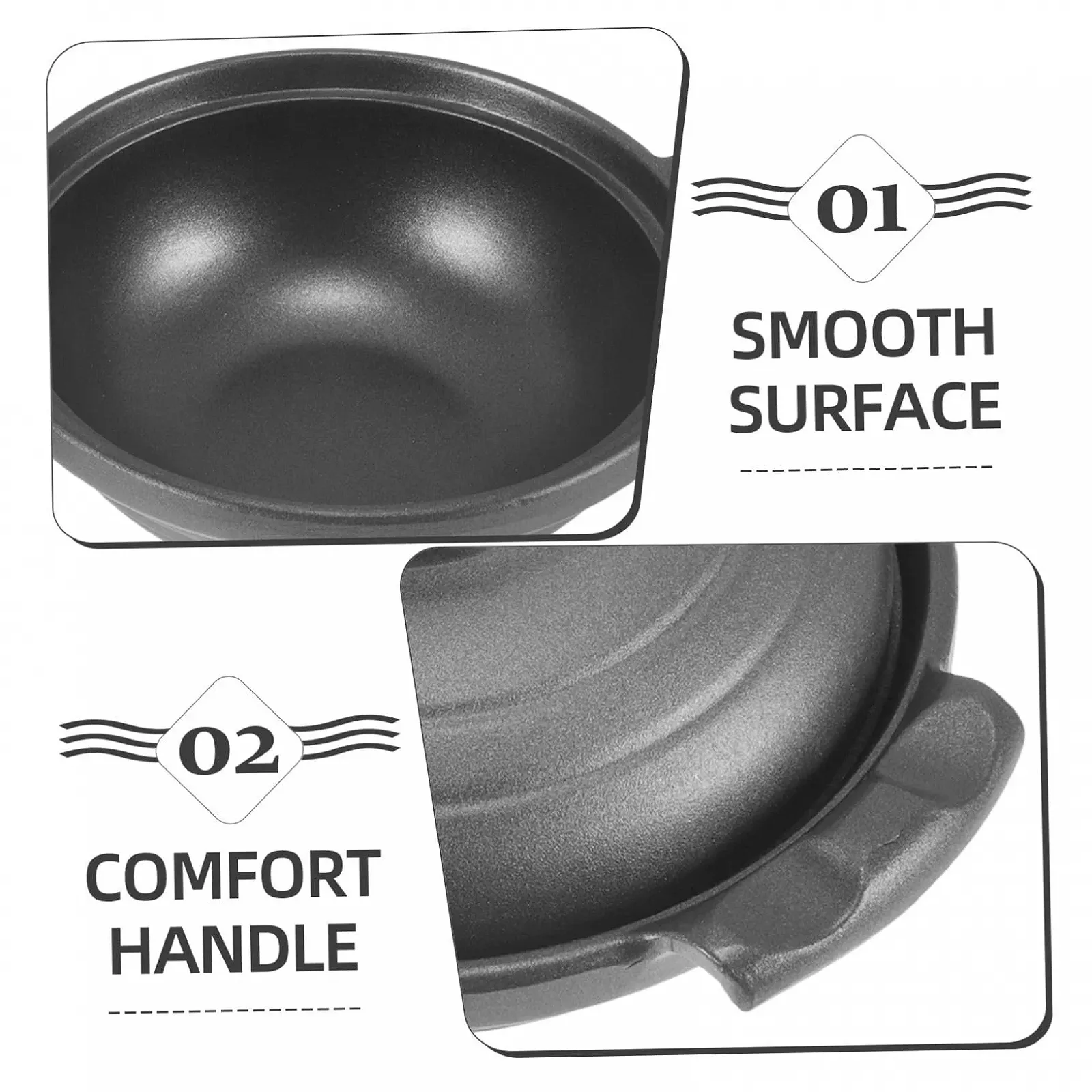 Багатофункціональна керамічна каструля з подвійною ручкою та кришкою термостійка з антипригарним покриттям, фото №6