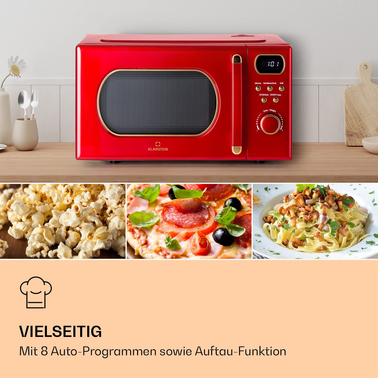 Микроволновая печь с грилем Klarstein 20 L 800 W Красная, фото №3