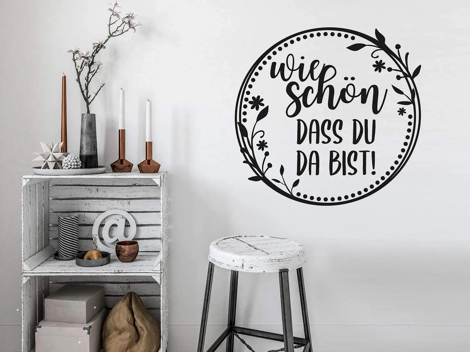 Наклейка на стену GRAZDesign Wie schön dass du da bist 52 x 50 см Черная 070, фото №1