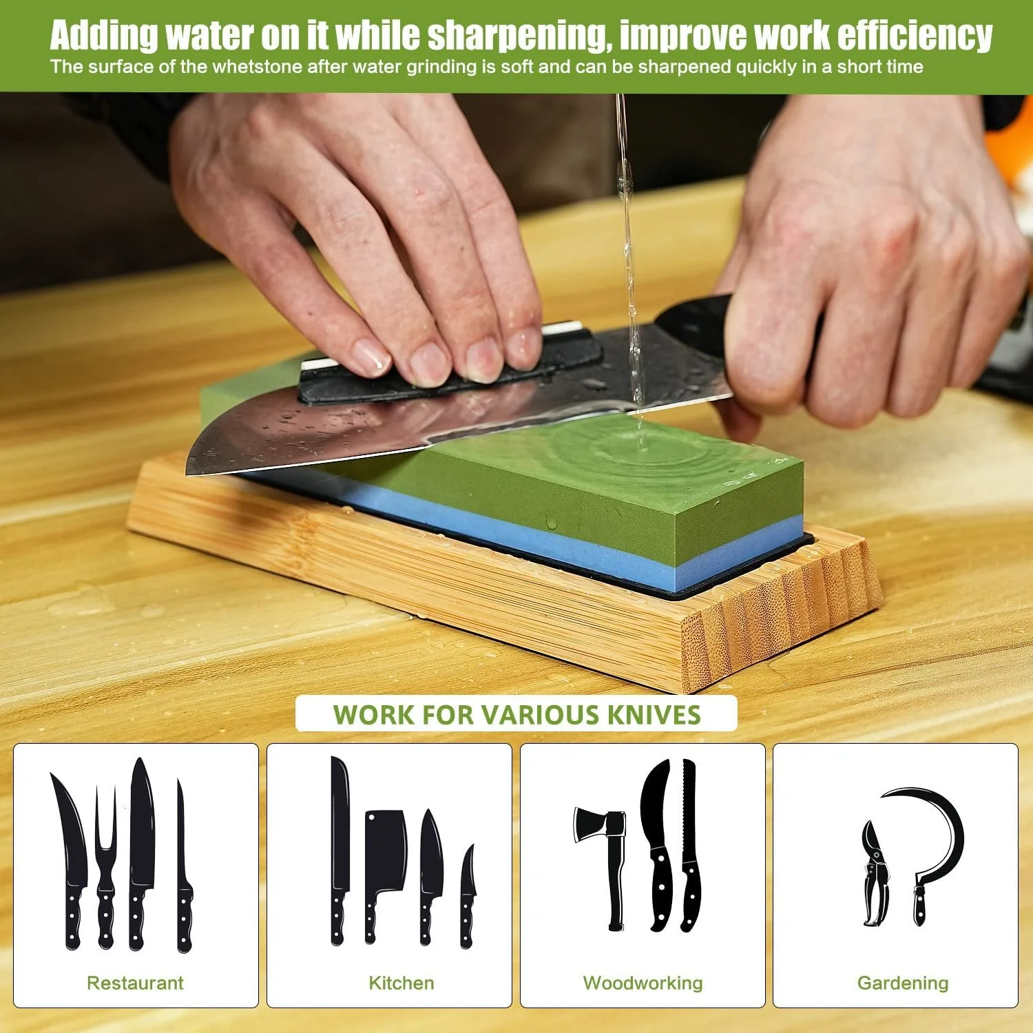 Точильний камінь Набір 1000/6000 Grit з тримачем та захисними рукавичками, фото №5