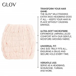 Повязка на голову Glov Sport, широкая, женская, розовая, из микрофибры synthetic.ua - Фото 1