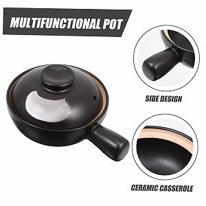Керамическая кастрюля Homoyoyo с крышкой термостойкая для духовки с вентиляционным отверстием и ручкой synthetic.ua - Фото 1