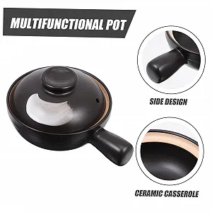 Керамическая кастрюля Homoyoyo с крышкой термостойкая для духовки с вентиляционным отверстием и ручкой synthetic.ua - Фото 1