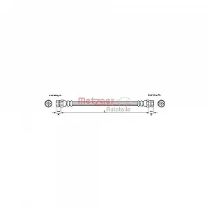 Тормозной шланг METZGER 4110244 для VW, задний мост слева, задний мост справа - Фото 1