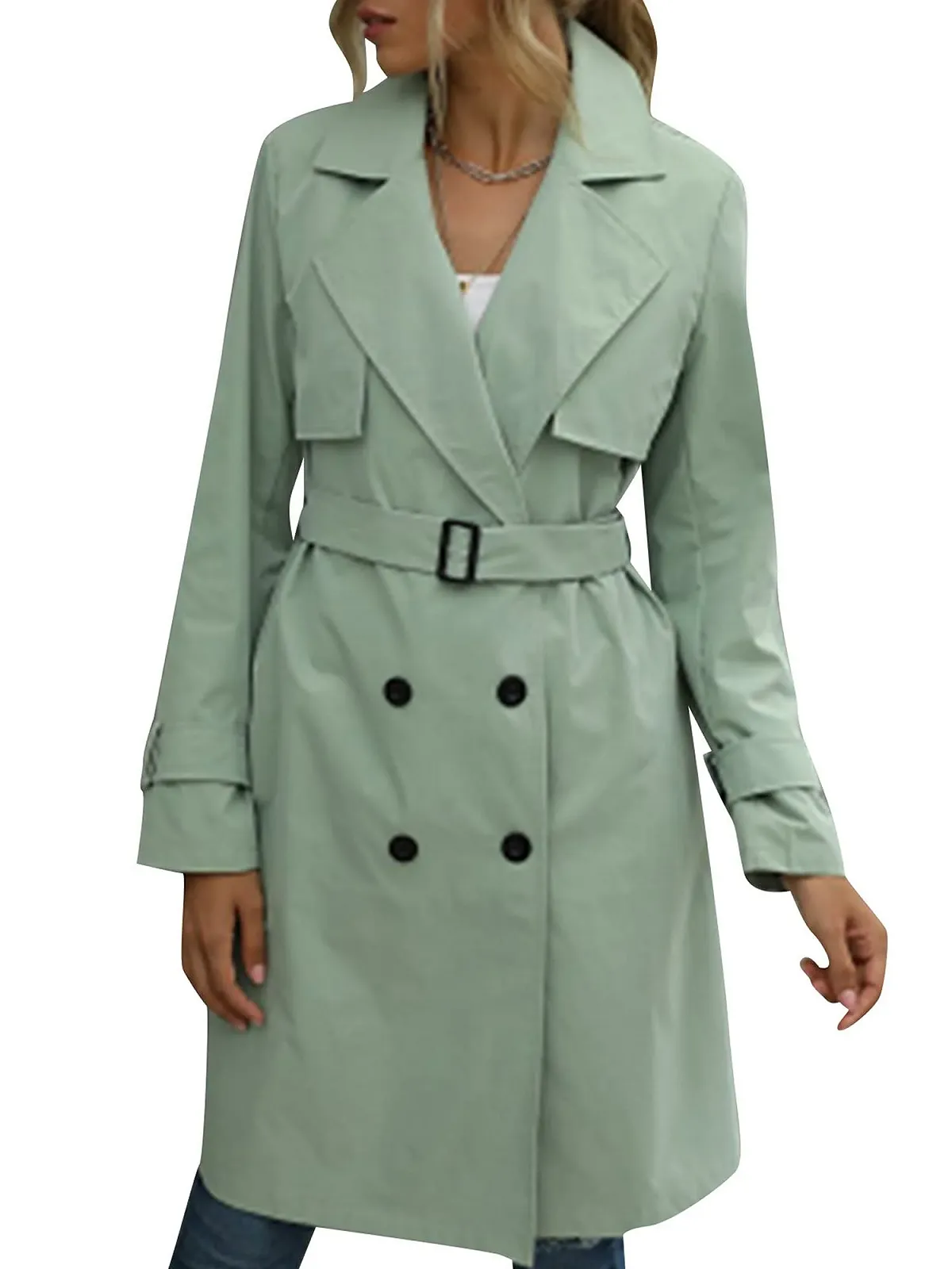 Жіноче Класичне Пальто SANSIWU З Лацканами, фото №1 Жіноче Класичне Пальто SANSIWU З Лацканами, фото №1