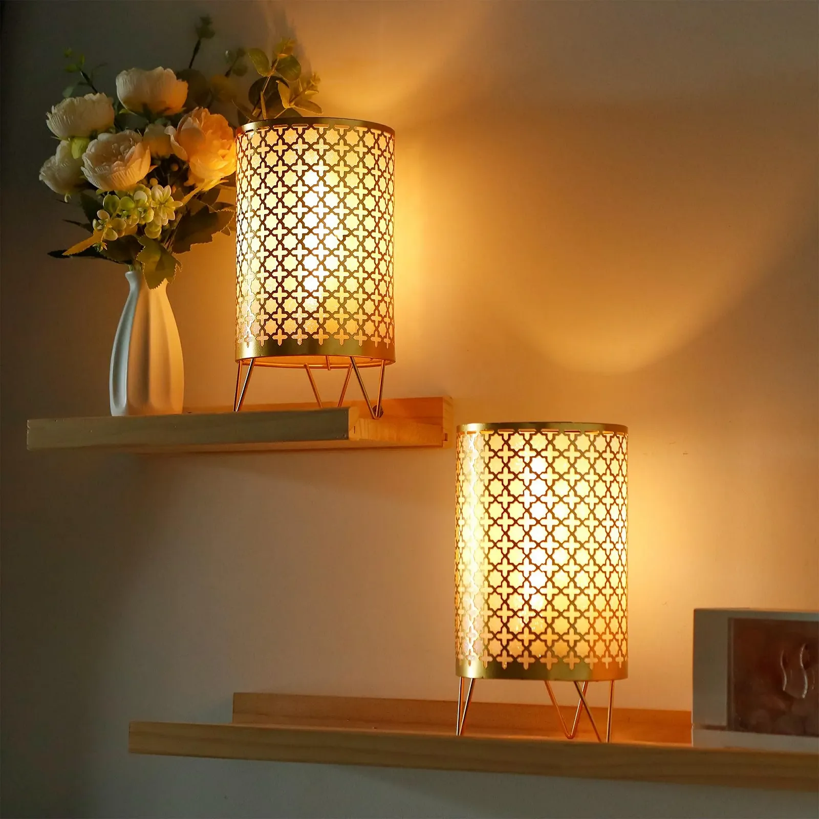 Набір настільних ламп TRIROCKS 2 шт. Акумуляторні Бездротові Таймер 23 см Золотий, фото №5