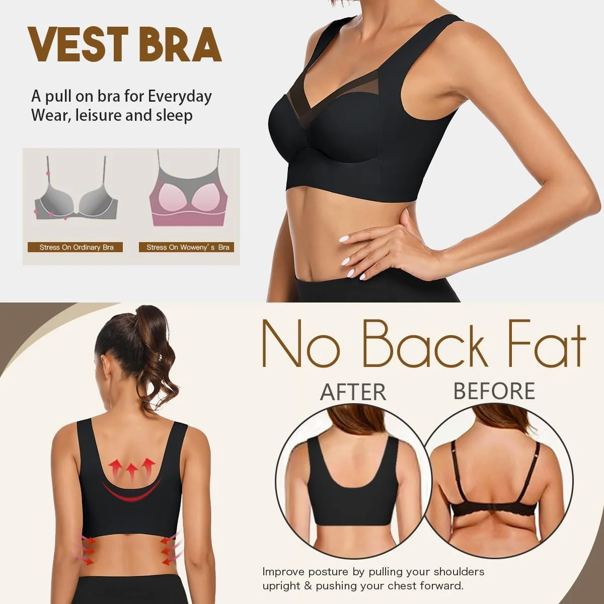 Бюстгальтер-топ WOWENY Seamless Lace without Underwire Soft Push-Up Padded, фото №3