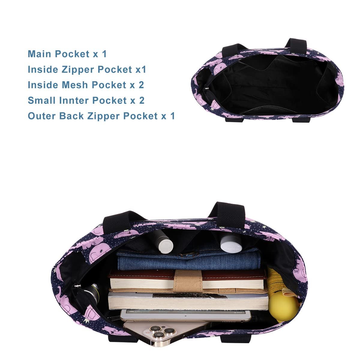 Сумка HAWEE шопер жіноча з блискавкою слон рожевий, фото №7