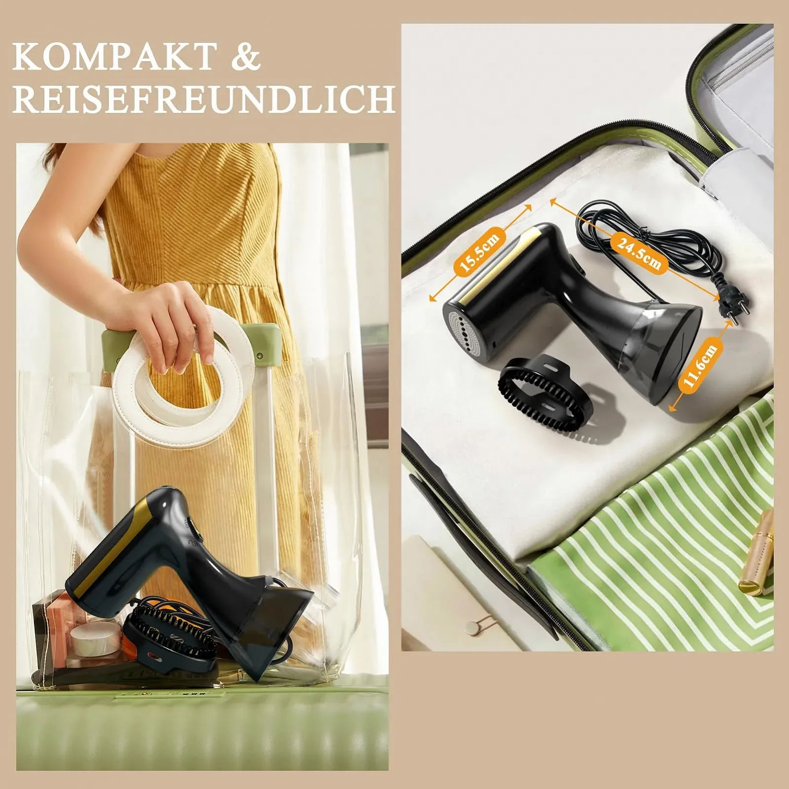 Вертикальний відпарювач COVACURE 1500 Вт 300 мл 20 с нагрівання Чорний, фото №6