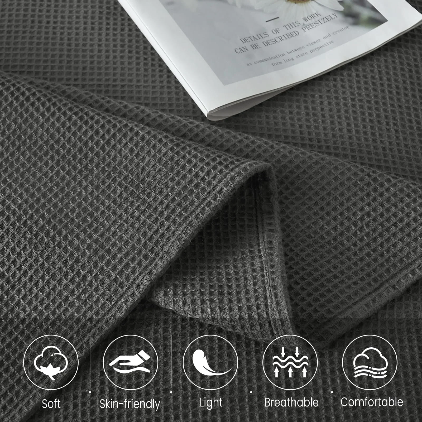 Покривало WOLTU Вафельний вигляд 170 x 210 см Темно-сірий, фото №3 Покривало WOLTU Вафельний вигляд 170 x 210 см Темно-сірий, фото №3