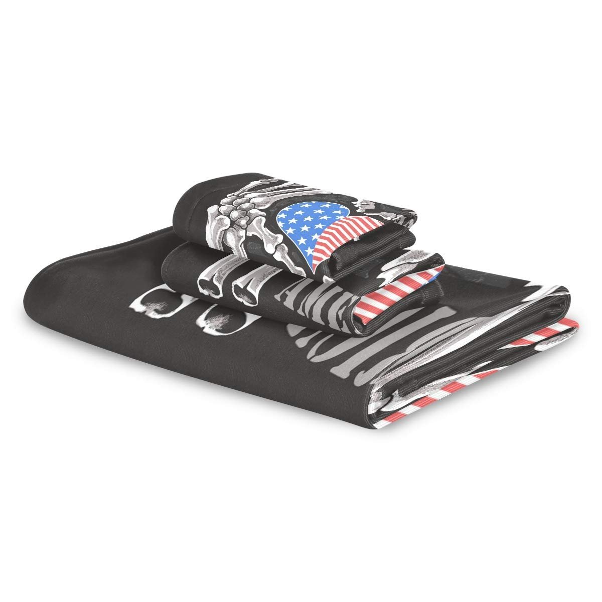 Набір рушників BEUSS Love Usa Forever Skull Bones 3 шт. 100% бавовна (1 банний, 1 для рук, 1 серветка), фото №2