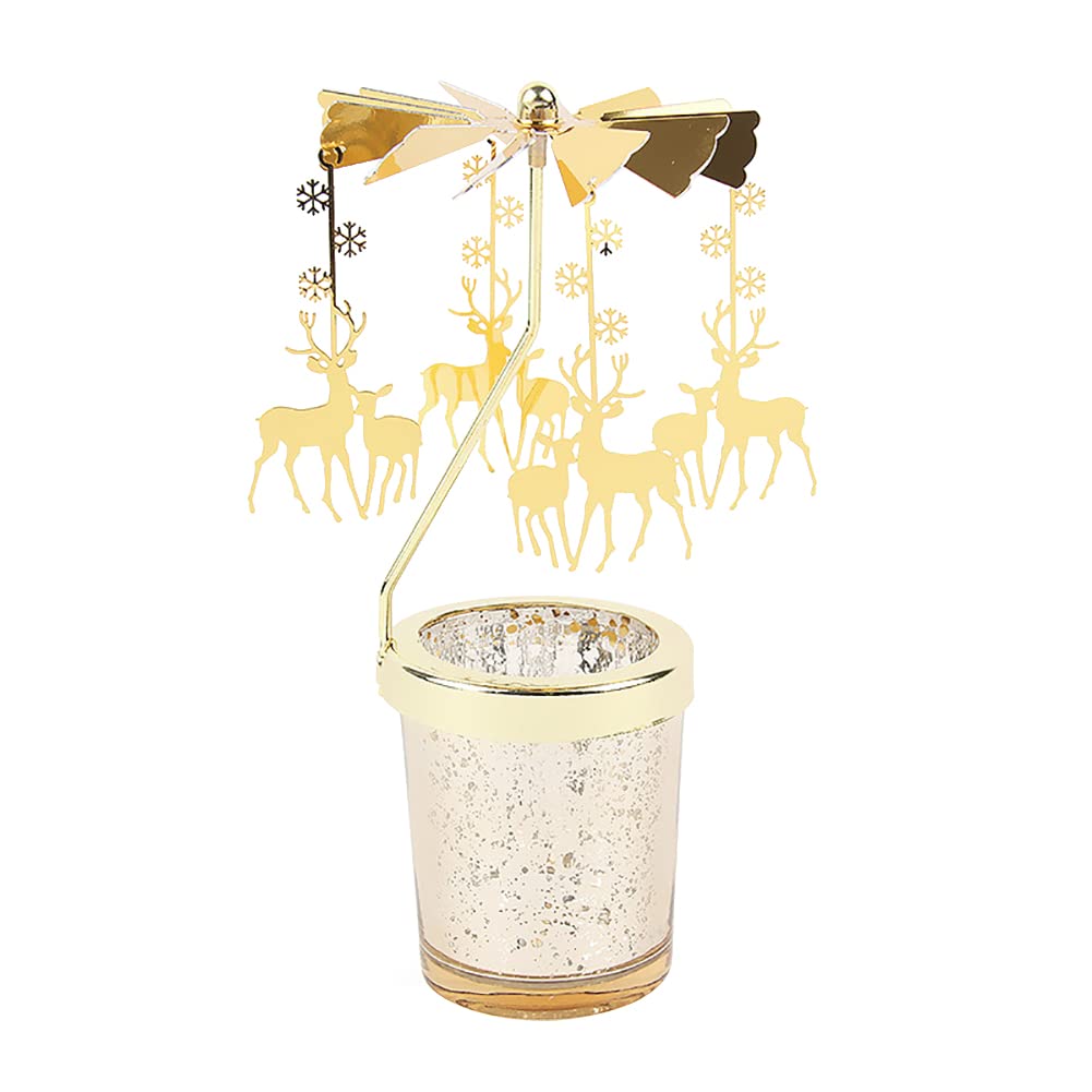Подсвечник карусельный Tea Light Carousel Glass Tea Light Holder с мотивом маленького оленя, фото №1