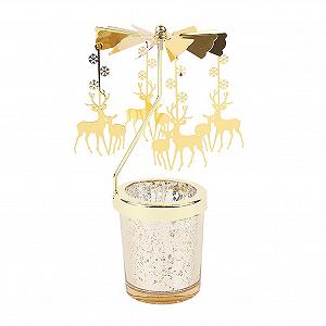 Подсвечник карусельный Tea Light Carousel Glass Tea Light Holder с мотивом маленького оленя - Фото 1