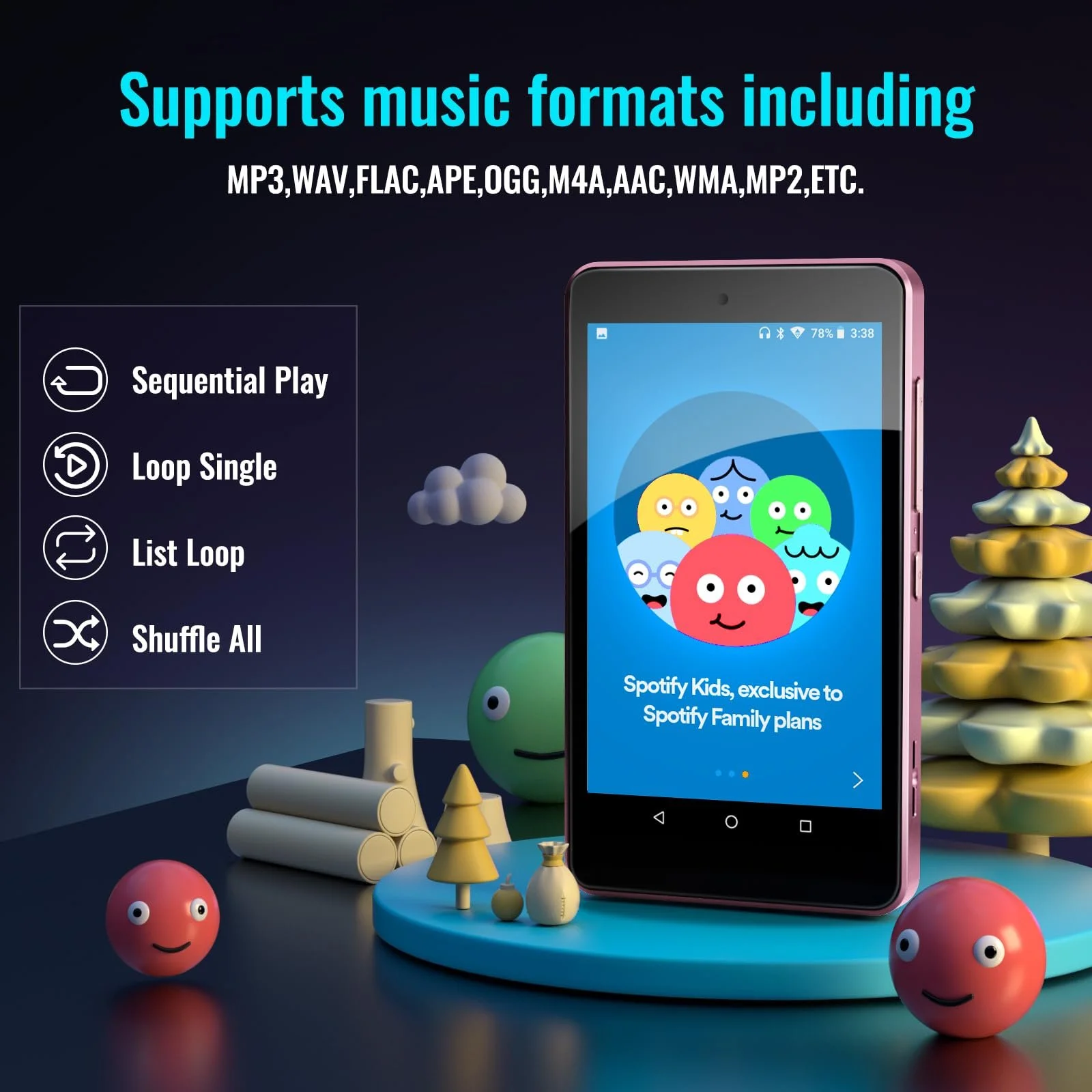 MP3-плеер Luoran M4S Розовый, фото №3