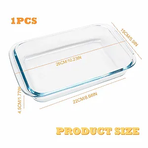 Форма для запекания стеклянная 1 л из боросиликатного стекла прямоугольная 26 x 15 x 4.5 см с ручками synthetic.ua - Фото 1