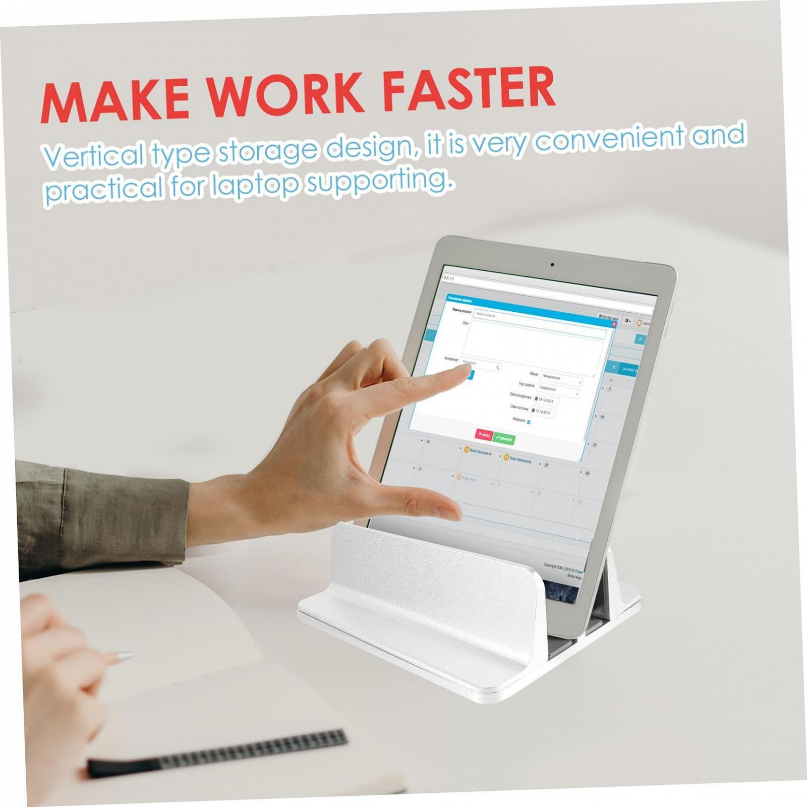 Подставка для ноутбука алюминиевая вертикальная стабильная для экономии места Органайзер для стола Прочный держатель для ноутбука и планшета Офисный настольный, фото №9