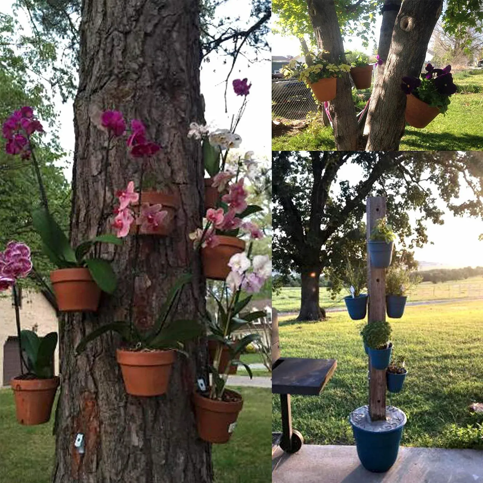 Залізний гачок для рослин кліпси для теракотових горщиків 10-23 см набір із 4 шт. чорний, фото №5