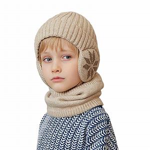 Шапка-ушанка iNelihoo детская зимняя, набор с шарфом, вязаная, с флисовой подкладкой - Фото 1