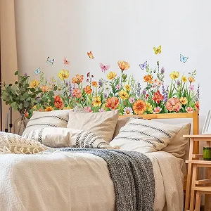 Наклейка на стіну Coloured Flowers Butterfly самоклейний вініл - Фото 1