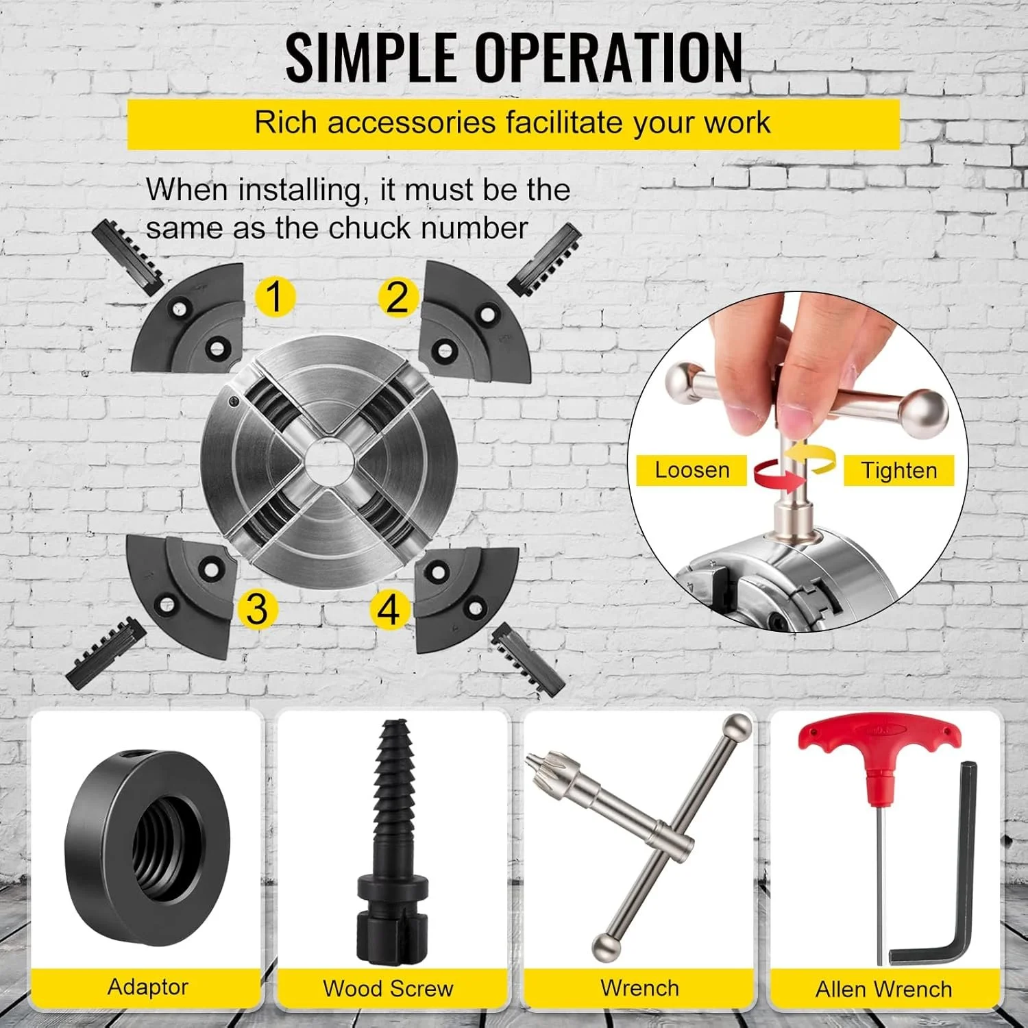 Токарный патрон Vevor 70 мм Серебристый, фото №5