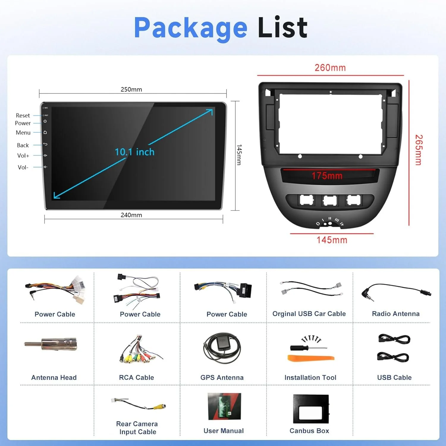 Штатная автомагнитола PODOFO для Citroen C1 Toyota Aygo Peugeot 107 / 10.1" / Сенсорная / 2/64Гб / Android 13 / Apple CarPlay / Android Auto / Bluetooth / WI-FI / GPS / USB, фото №7