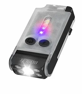 Ліхтар BORUIT V30 LED Перезаряджуваний з УФ та Червоним Світлом, Міні Ліхтарі Поворотний на 180 градусів, Маленький 120 dB Сигналізація 12 Режимів, 900 Люмен IP65 Водонепроникний A/C-C (Білий) - Фото 1