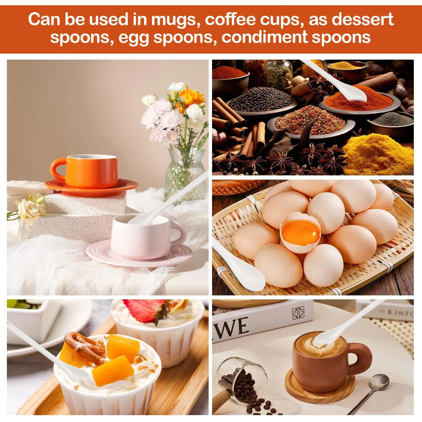 Ложки длинные, фарфоровые, белые, 16 см (10 шт.), фото №6