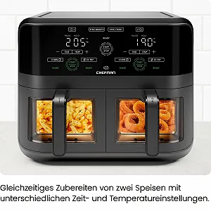 Мультипіч CHEFMAN 5.6 л Double Basket 2100 Вт Digital Black synthetic.ua - Фото 1