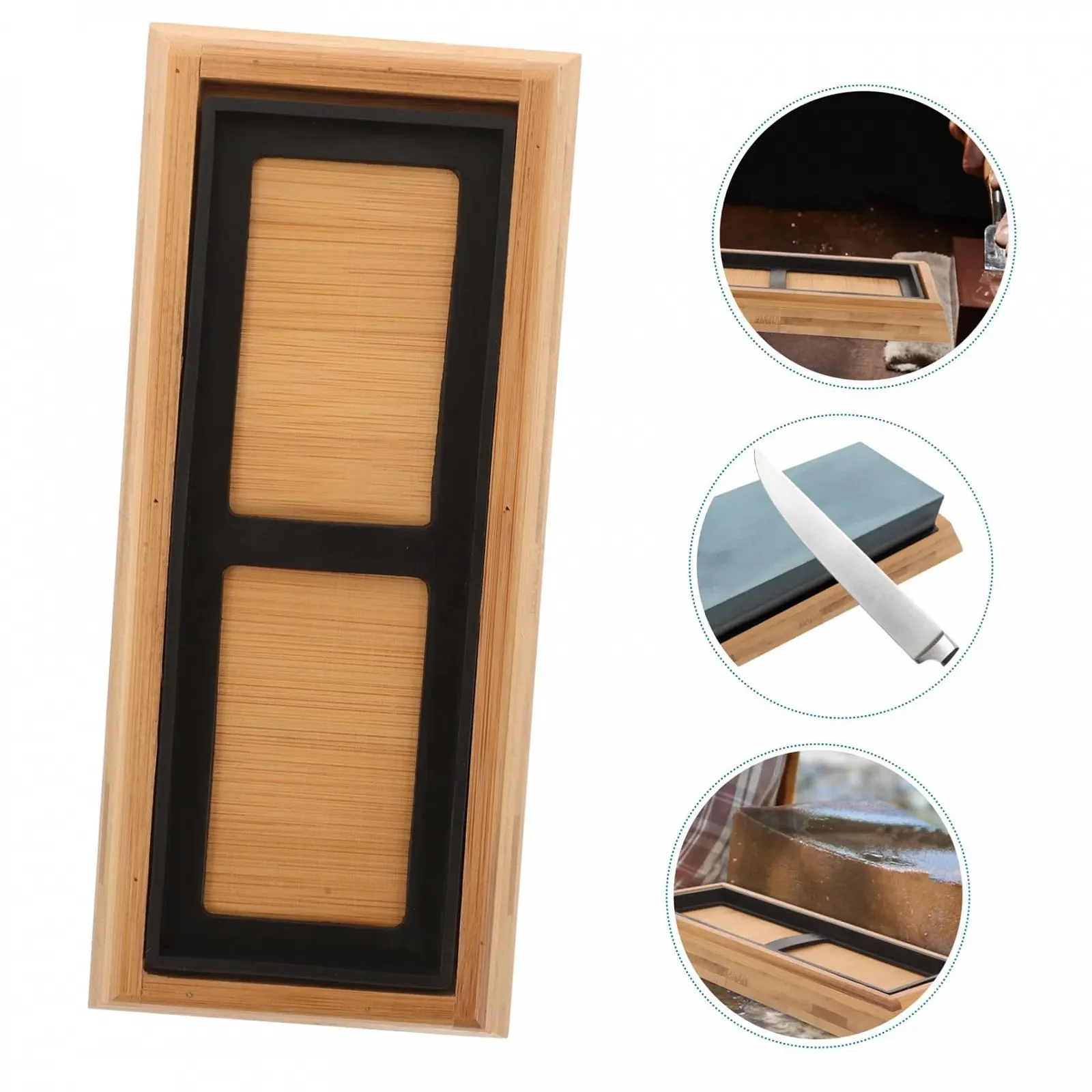 Тримач для точильного каменю бамбуковий набір 3 шт., фото №9