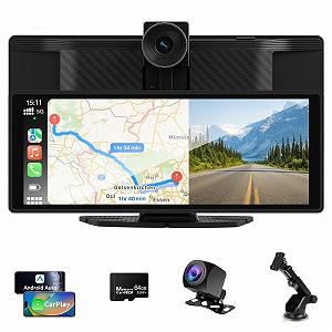 Дисплей Carplay 10,26 дюйма с беспроводным Android Car Play, 4K Dash Cam, камера заднего вида 1080P, сенсорный IPS-экран, Bluetooth, Mirror Link, разделенный экран, FM-радио/AUX, 64G TF - Фото 1