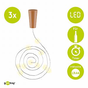Гирлянда goobay для бутылок 3 x 10 LED, 1 м, прозрачная, бесцветная (3 батарейки LR44 в комплекте) synthetic.ua - Фото 1