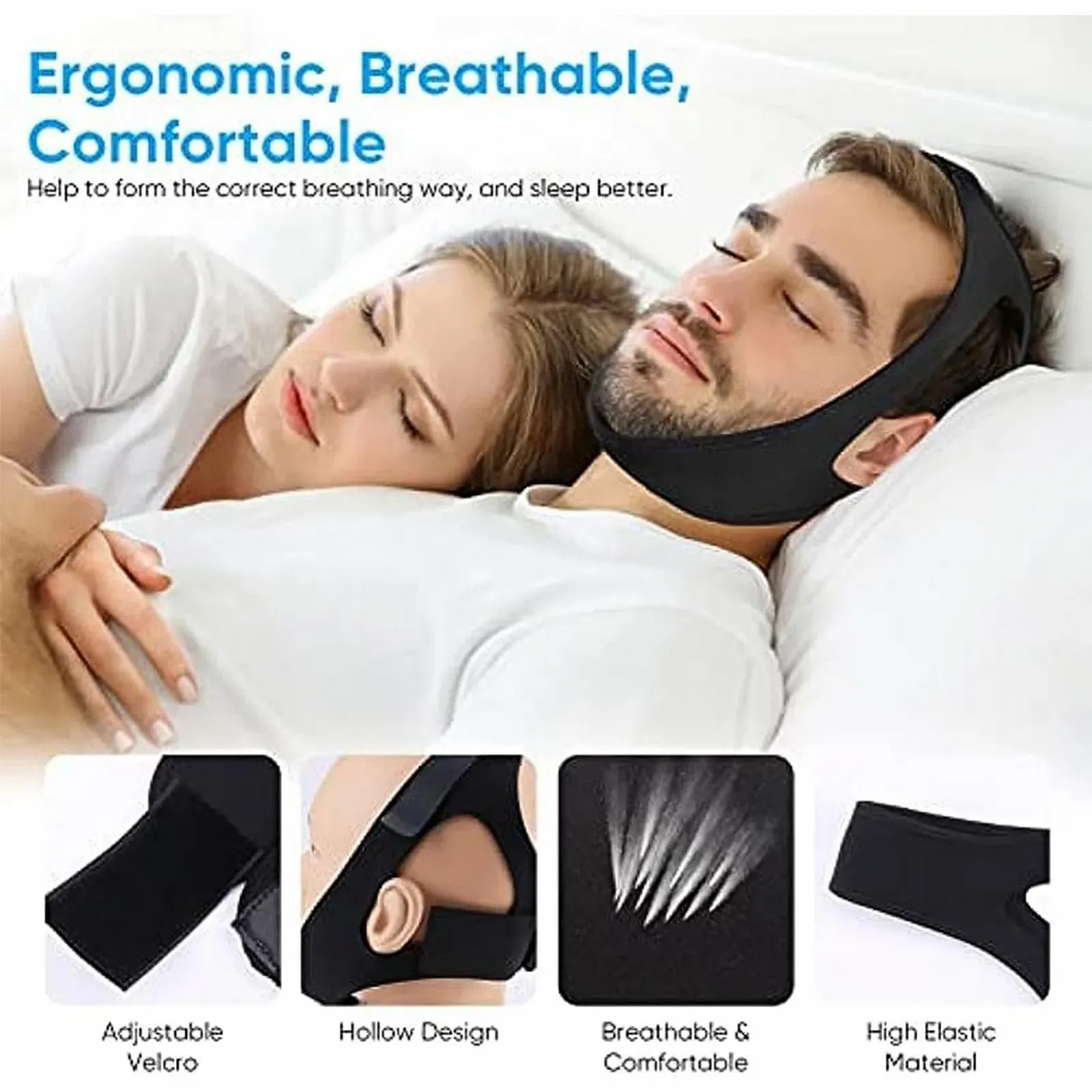 Ремінець для CPAP, регульовані пристрої проти хропіння, дихаючі, фото №4