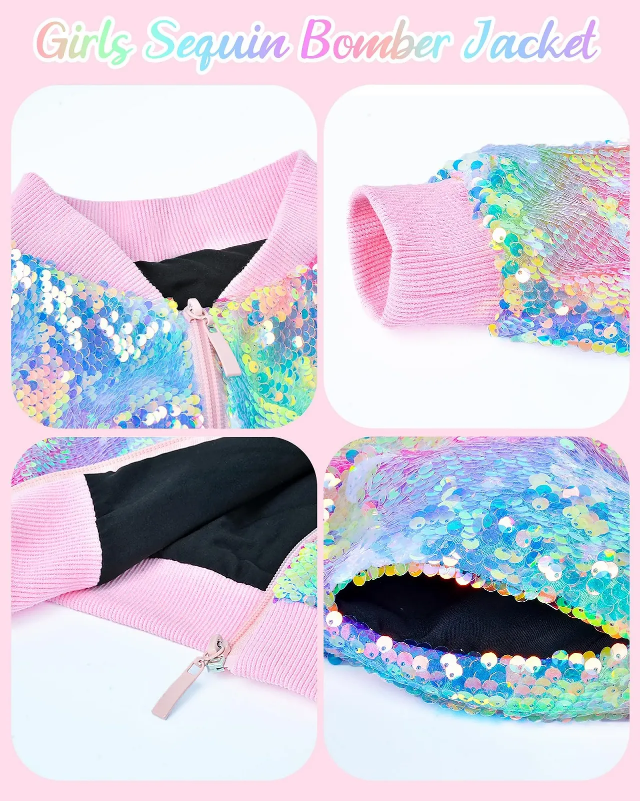 Бомбер OlyPegic для дівчат з блискітками, кишенями, блискавкою, фото №4