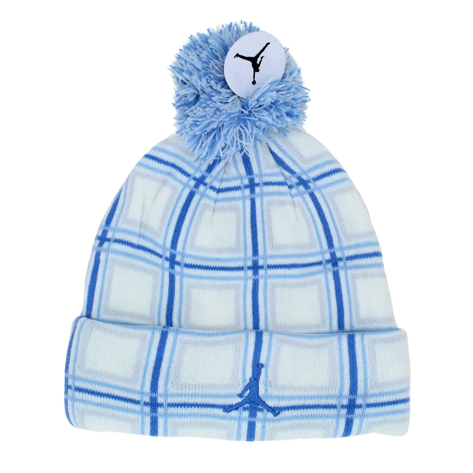 Шапка Jordan Nike 9A0968-001 для хлопчиків з картатим помпоном Білий, фото №1 Шапка Jordan Nike 9A0968-001 для хлопчиків з картатим помпоном Білий, фото №1
